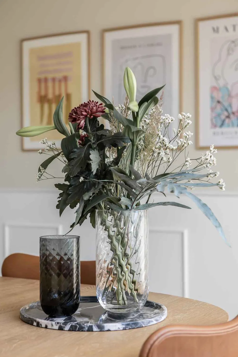 Meadow Swirl Cylinder Vase - Grå | Lille