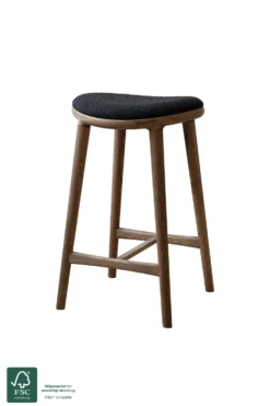 Nohr Barstol - Brunolieret Eg | Sort Bouclé