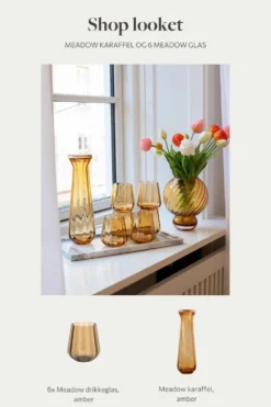 Shop looket - Meadow karaffel og 6 amber drikkeglas