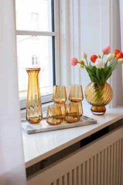 Shop looket - Meadow karaffel og 6 amber drikkeglas
