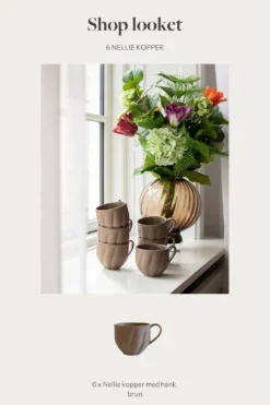 Shop looket - 6 Nellie kopper med hank - Brun