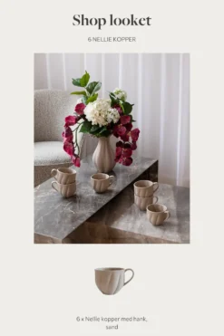 Shop looket - 6 Nellie kopper med hank - Sand