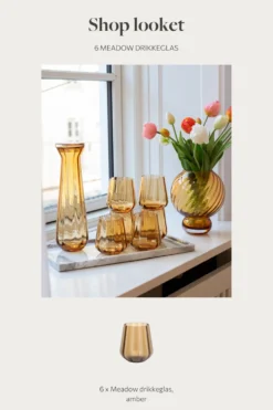 Shop looket - 6 stk. Meadow amber drikkeglas